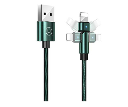 Kabel USAMS Kabel pleciony obrotowy U60 2A Lightning zielony